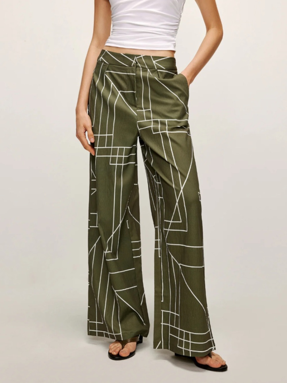 Commense Printed Wide-Leg Pants Size Large NWT